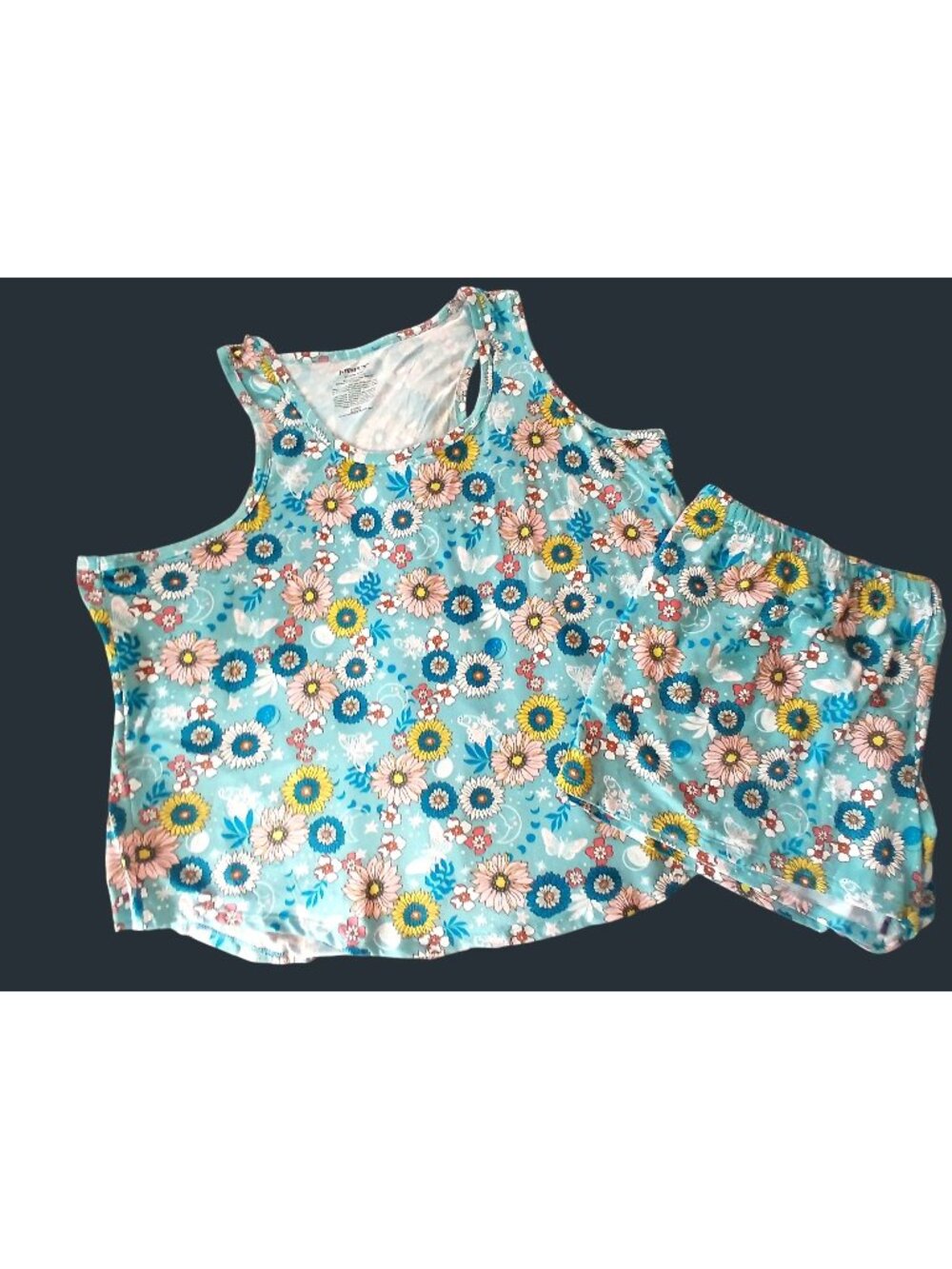 Joyspun PJs Plus Size Floral Pajama Set 3X Tank Top Shorts Recycled Poly Pockets